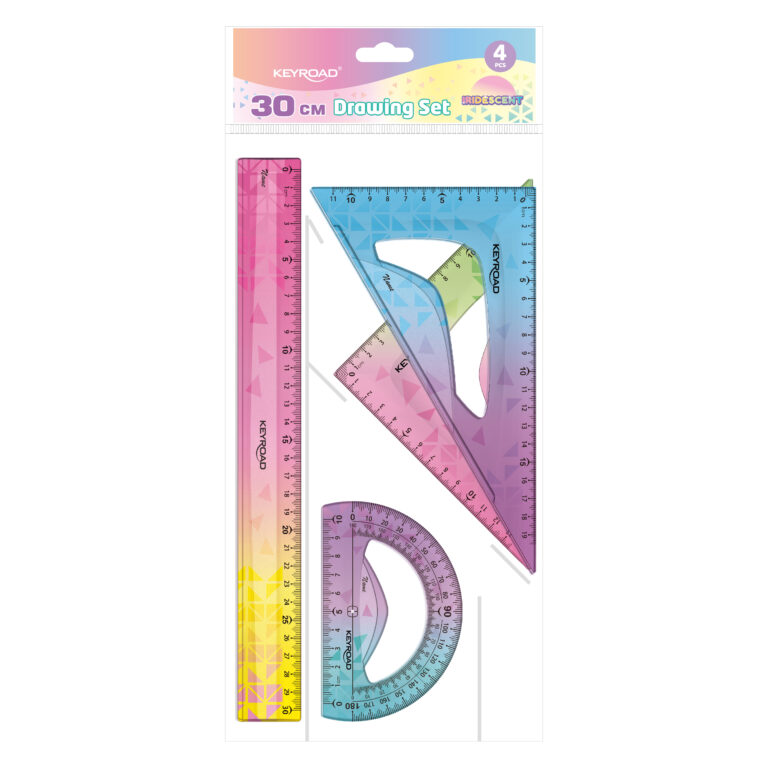 Liniuočių rinkinys Keyroad Iridescent 30 cm, 4 vnt.