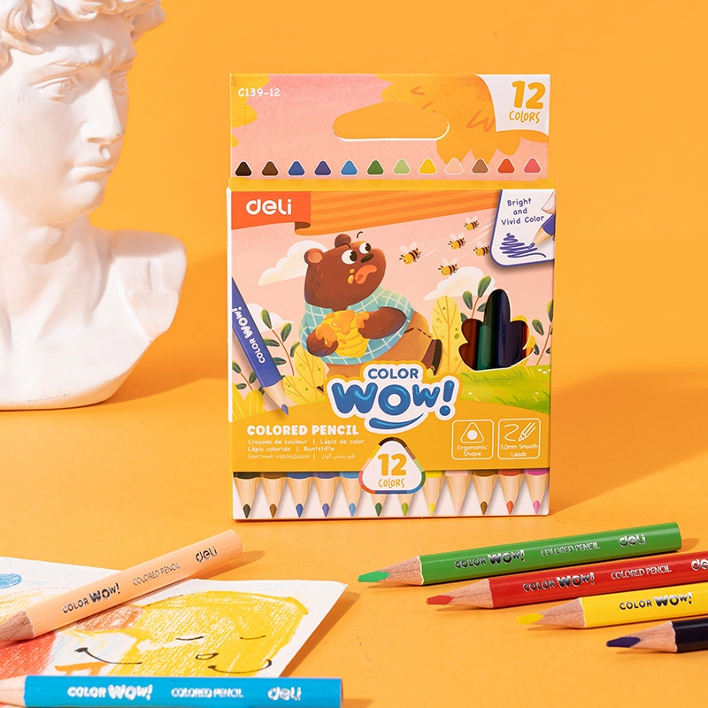 Spalvoti pieštukai DELI ColorWow tribriauniai, 12 spalvų Spalvoti pieštukai DELI ColorWow tribriauniai, 12 spalvų