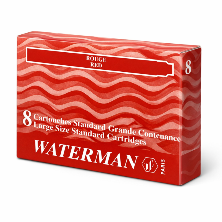 Rašalo kapsulės Waterman, ilgos, 8vnt, raudonos