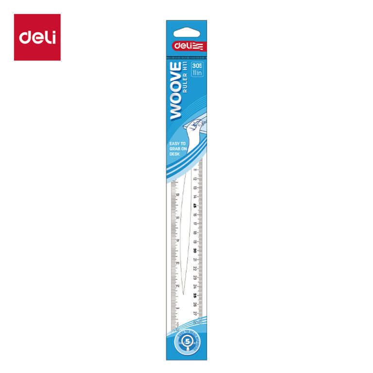 Liniuotė DELI Woove 30 cm, skaidri