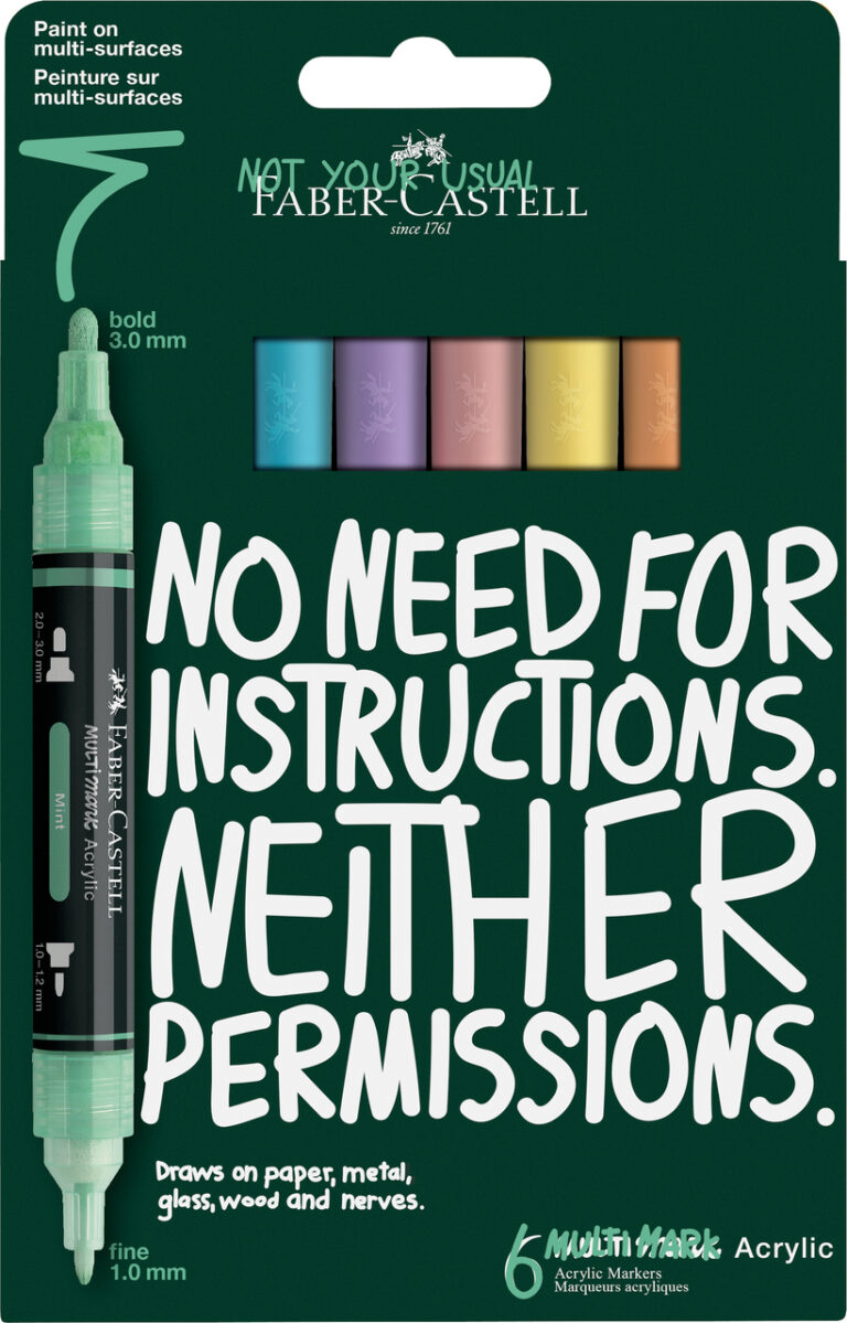 Akrilinių žymeklių rinkinys Faber-Castell Multimark 6 pastelinės spalvos