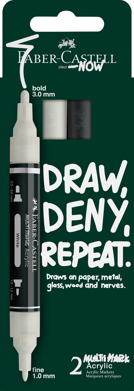 Akrilinių žymeklių rinkinys Faber-Castell Multimark juodas/baltas