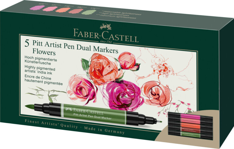 Žymekliai Faber-Castell Pitt Artist Pen, Flowers dvipusiai, 5 spalvų