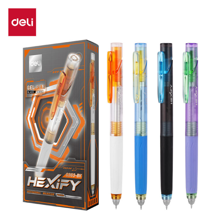 Gelinis rašiklis DELI Hexify ST, 0,5 mm, juodas rašalas