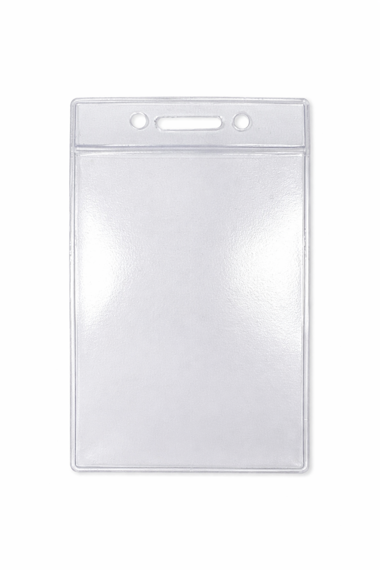 Dėklas vardinei kortelei iš PVC, 55x90mm, vertikalus, skaidri