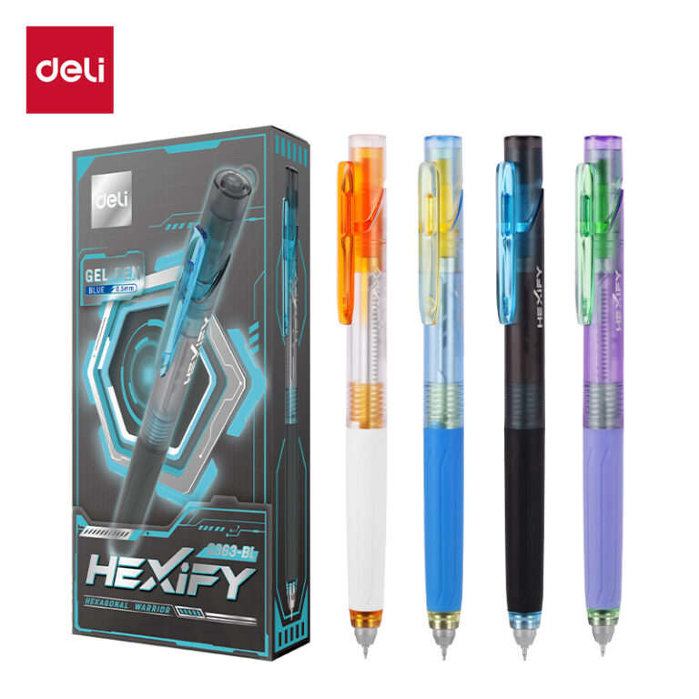 Gelinis rašiklis DELI Hexify ST, 0,5 mm, mėlynas rašalas