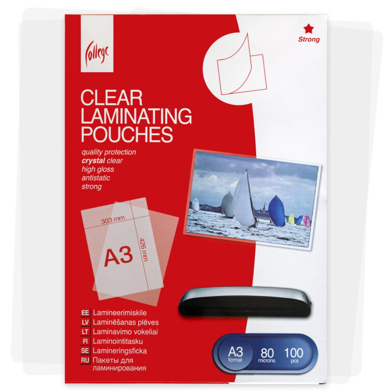 Laminavimo vokeliai College, antistatiniai, A3, 303x426mm, 80 mikronų, 100vnt