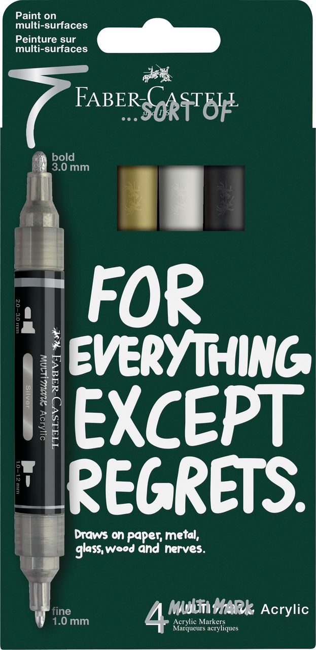 Akrilinių žymeklių rinkinys Faber-Castell Multimark 4 klasikinių spalvų