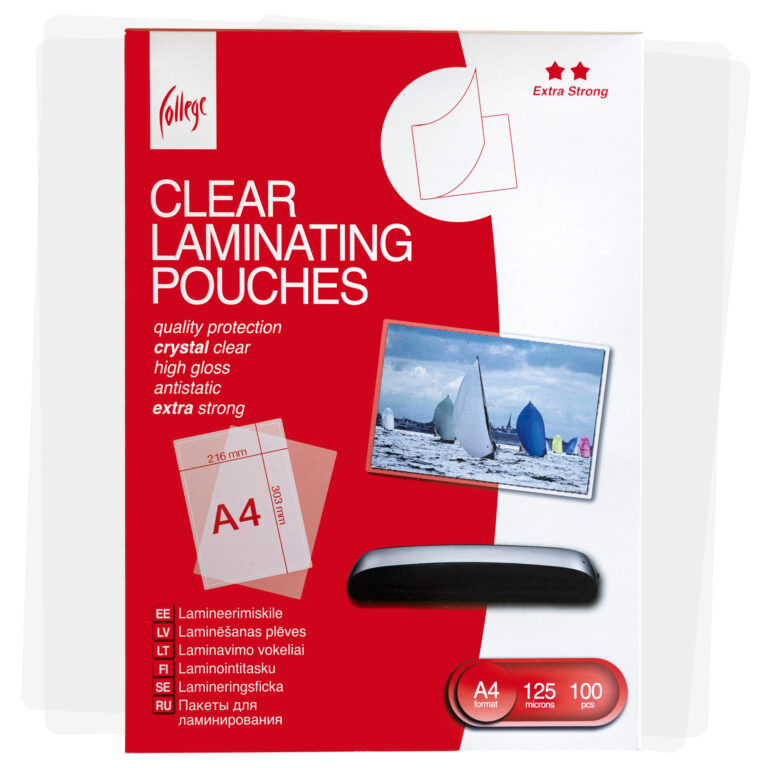 Laminavimo vokeliai College, antistatiniai, A4, 216x303mm, 125 mikronų, 100vnt