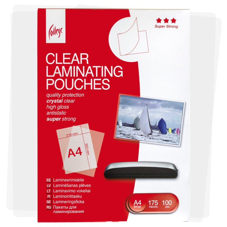 Laminavimo vokeliai College, A4, 216x303mm, 175 mikronų, 100vnt