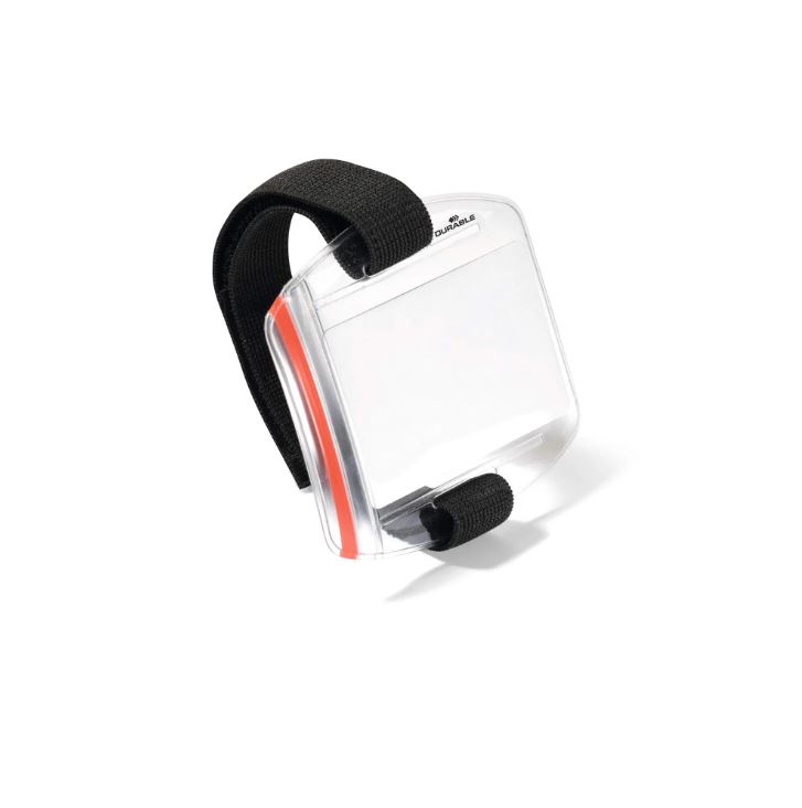 * Vardo kortelės laikiklis Durable, su velcro juostele, naudojimui lauke