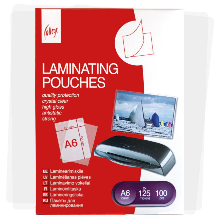 Laminavimo vokeliai College, antistatiniai, A6, 111x154mm, 125 mikronų, 100vnt