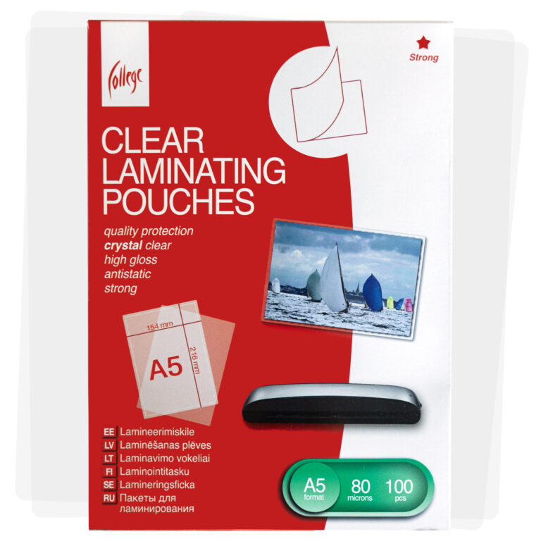 Laminavimo vokeliai College, antistatiniai, A5, 154x216mm, 80 mikronų, 100vnt