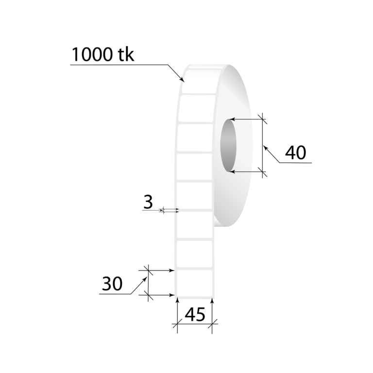 Termoetiketid TOP 45x30mm 1000tk