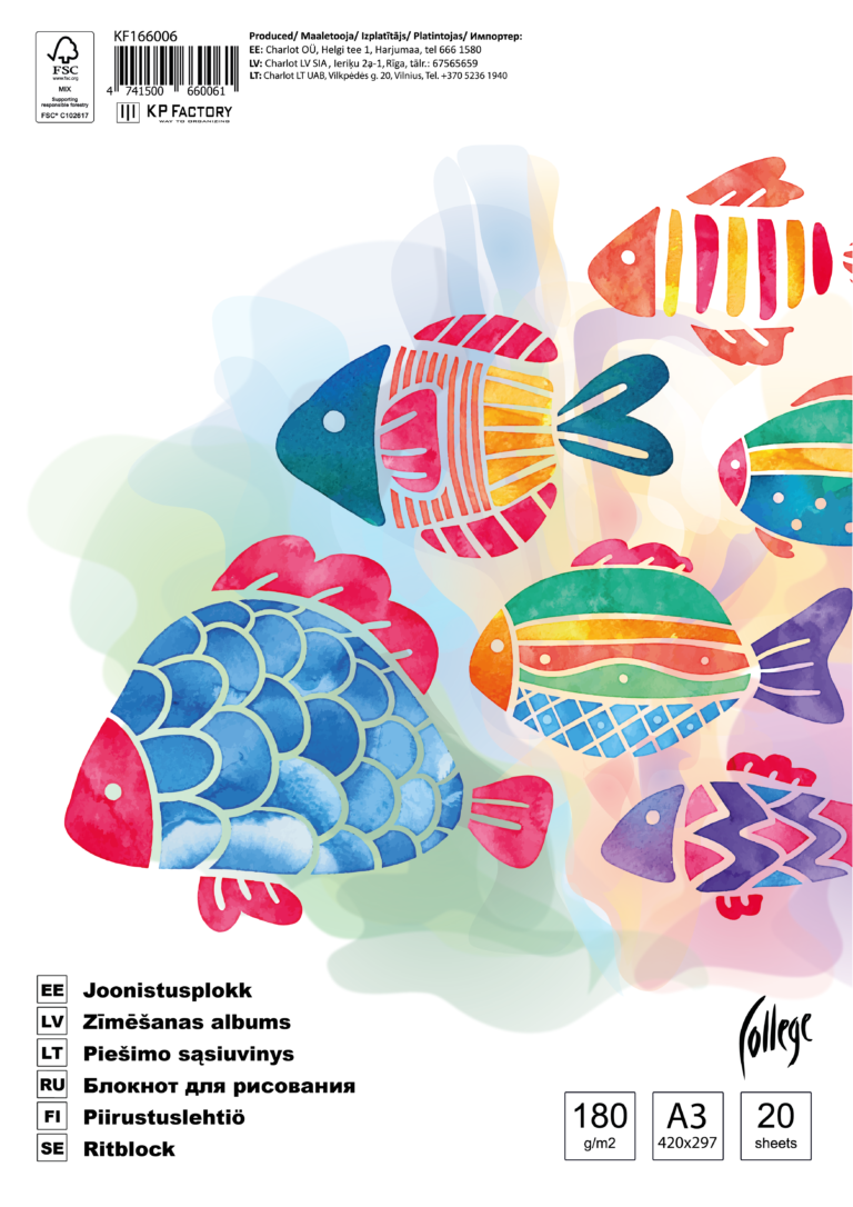 Piešimo sąsiuvinis College, A3, 180g, 20 lapų