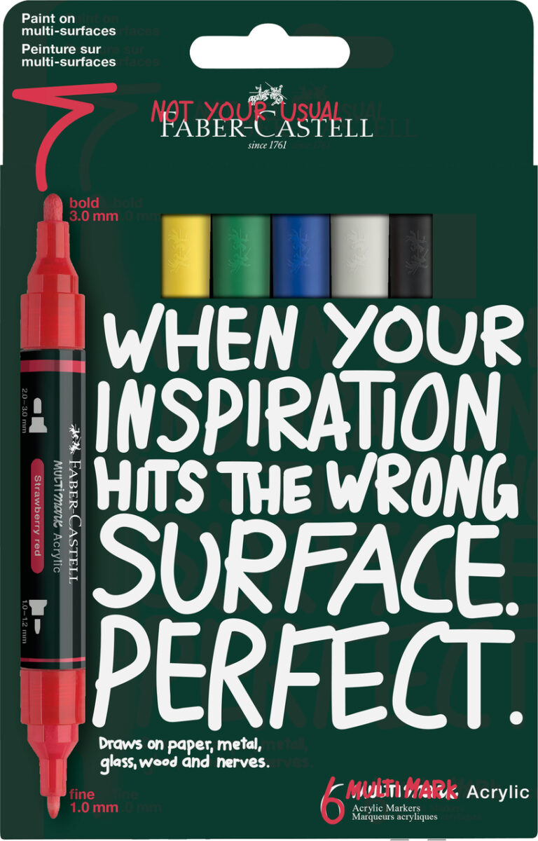 Akrilinių žymeklių rinkinys Faber-Castell Multimark, 6 pagrindinės spalvos