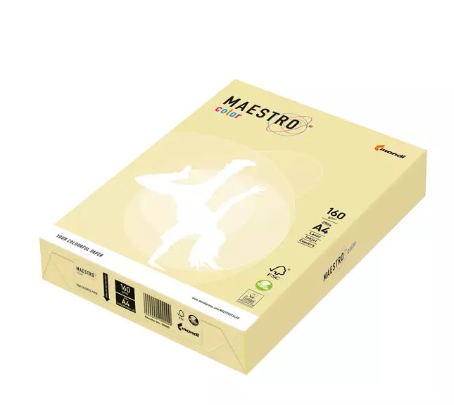 Spalvotas biuro popierius IQ, A4, 160g, YE23 , geltonos spalvos, 250 lapų