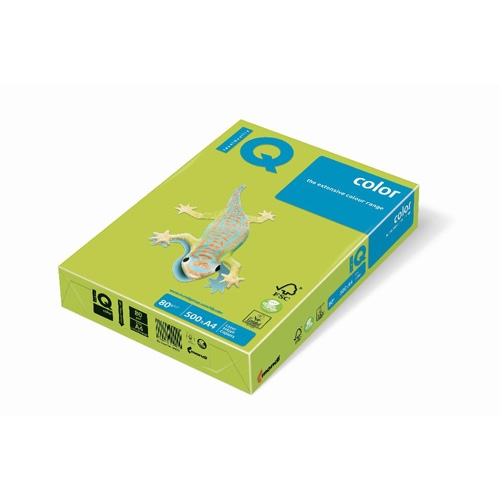 Spalvotas biuro popierius IQ, A4, 80g, NEOGN, neoninės žalios spalvos, 500 lapų