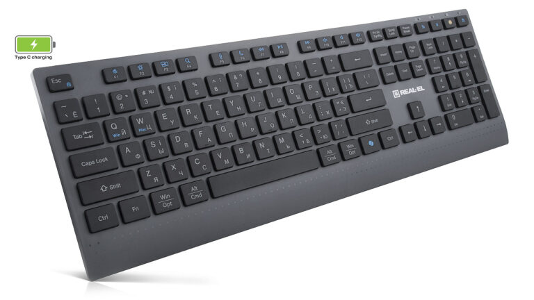 Klaviatūra REAL-EL RK-715W juodos spalvos, belaidė