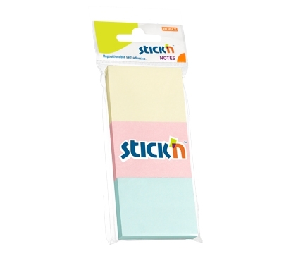 Lipnūs lapeliai Stick´N 21126, 38x51mm, 3×100 lapelių, 3 pastelinės spalvos, blisteryje