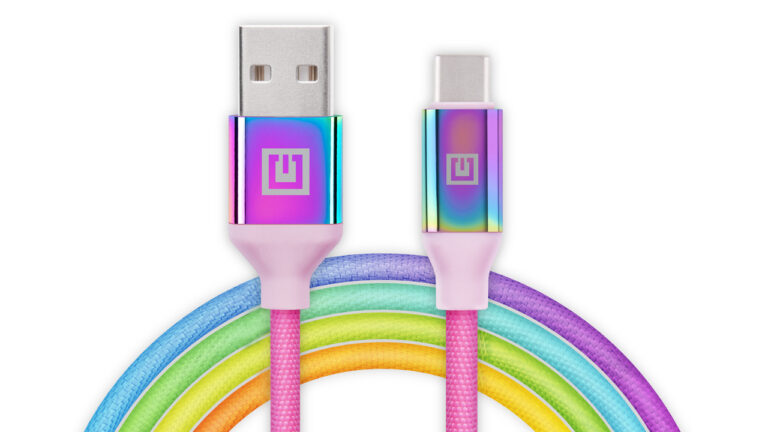 Laidas REAL-EL Premium USB A – Type C Rainbow 1m, vaivorykštės spalvos