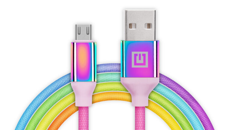 Laidas REAL-EL Premium USB A – Micro USB Rainbow 1m, vaivorykštės spalvos