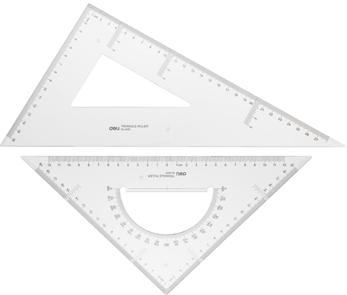 Liniuočių rinkinys DELI SET SQUARE, 2 vnt., skaidrios