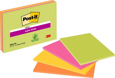 Lapeliai super lipnūs susitikimų užrašams Post-it® 200x149mm 4spalvos x45lapeliai