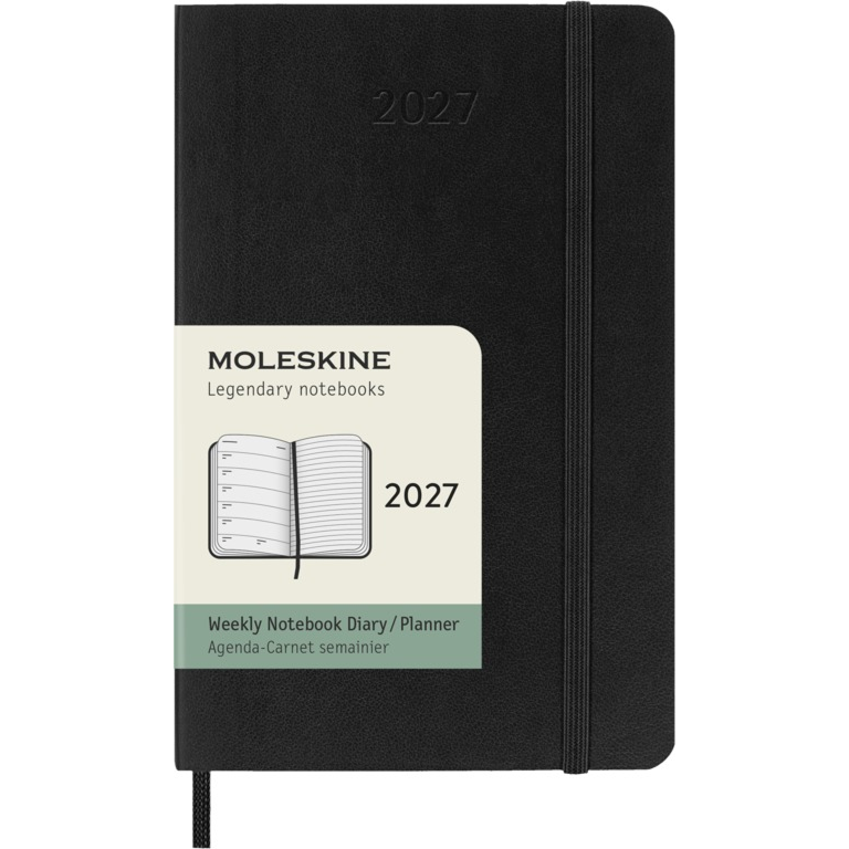 Kalendorius – užrašų knygelė Moleskine 2027, 9 x 14 cm, savaitė, minkštu viršeliu, juodos spalvos