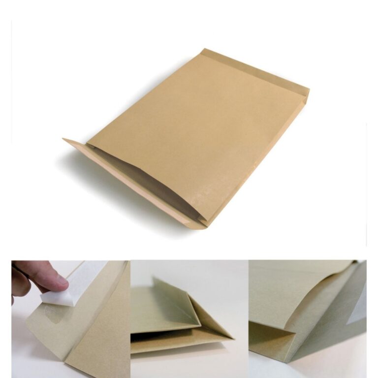 Vokas B4, 250x353mm, su nuplėšiama juostele, sutvirtintu dugnu, 40mm praplatėjimas, rudos spalvos