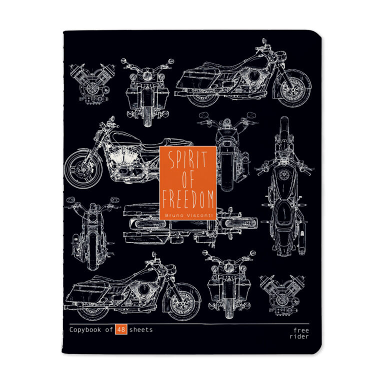 Sąsiuvinis Bruno Visconti, Blueprint Moto, A5, 48 lapai, langeliais