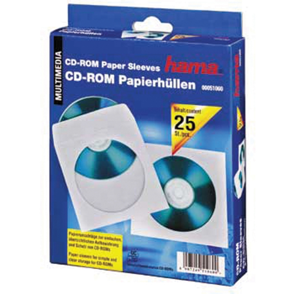 Popierinis vokas CD, 125x125mm, su langeliu, baltos spalvos, 1vnt