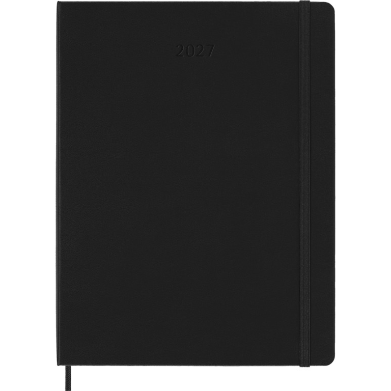 Kalendorius – užrašų knygelė Moleskine PRO 2027, 13 x 21 cm, savaitė vertikali, kietu viršeliu, juodos spalvos