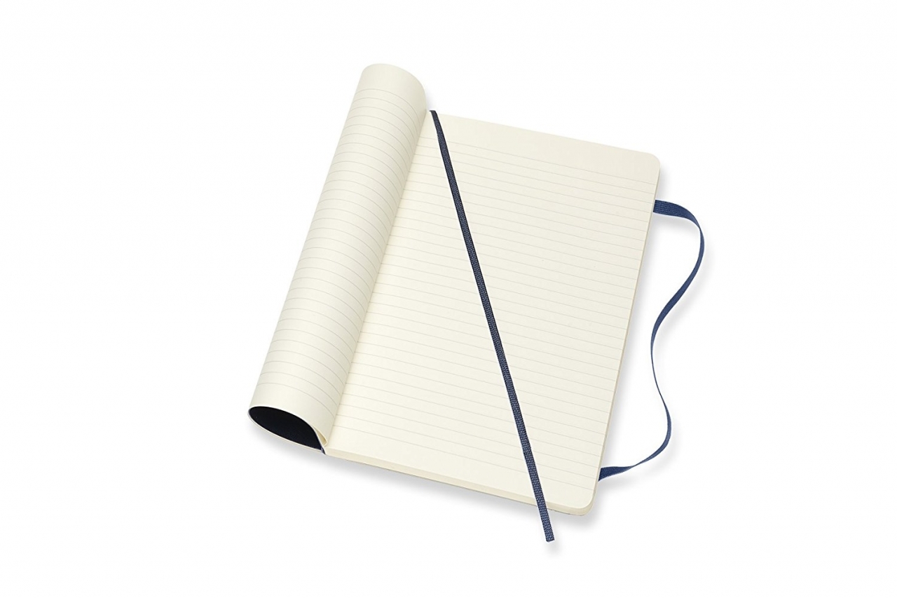 Užrašų knygutė Moleskine, linijomis, minkštu viršeliu, mėlynos spalvos