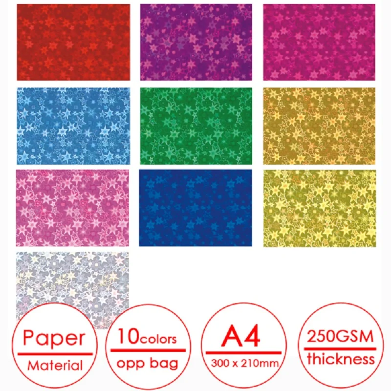 Holograminis popierius color mix A4, 250 g/m2