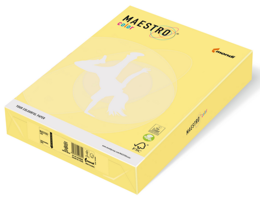 Citrinos geltonumo Maestro Color A4 popieriaus dėžė su šokančios figūros siluetu