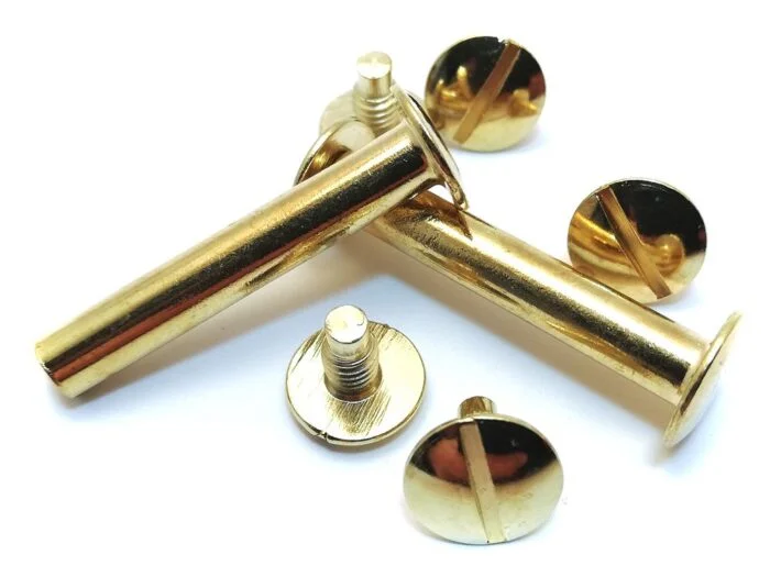 30 mm book screws, green. (100 sets), brass
