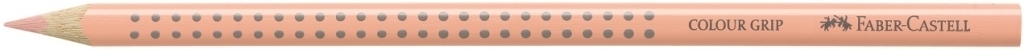 Šviesiai rausvas Faber-Castell Colour Grip pieštukas su fuksijos šerdele, dviem pilkų taškelių eilėmis ir tamsiu logotipu