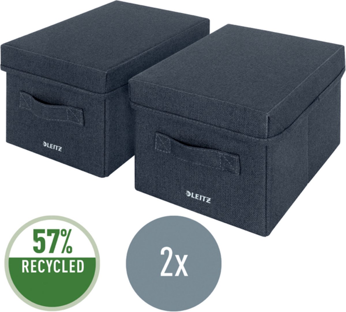 Dvi Leitz S medžiaginės daiktadėžės su dangčiais, audinio rankenomis, 57% RECYCLED ir 2x ženklais
