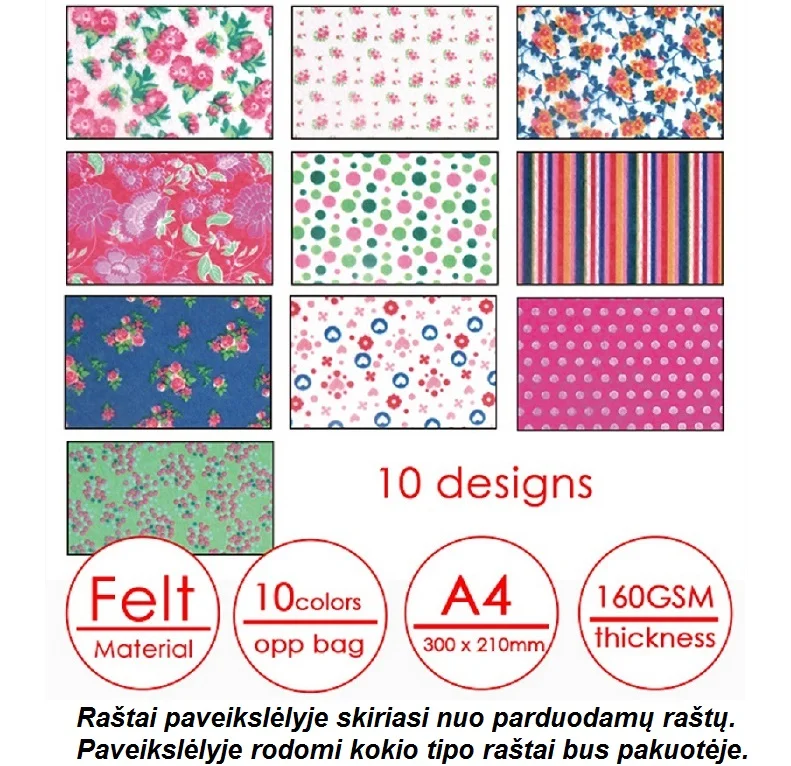 Tekstūrinis veltinis color mix A4,180 g/m2
