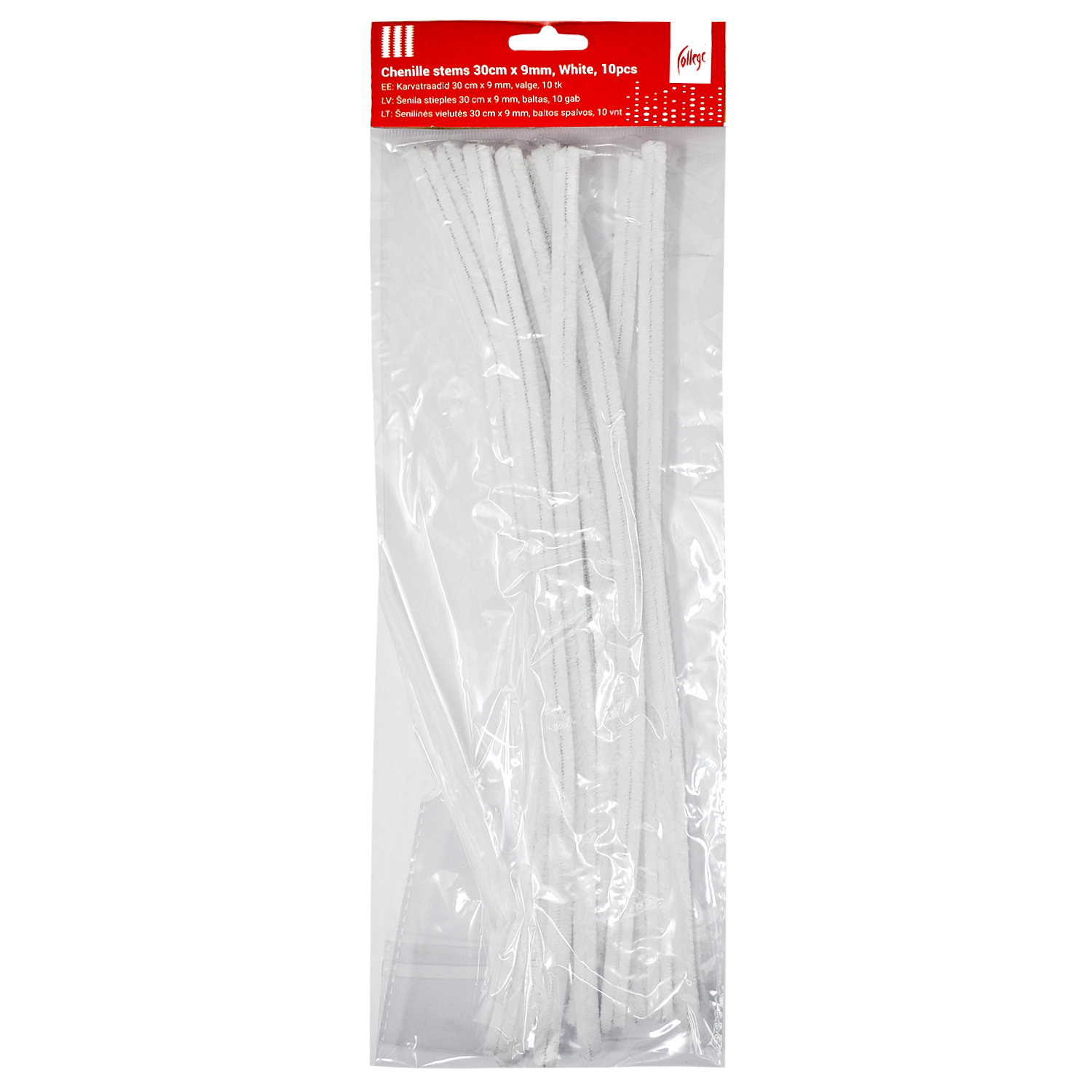 Dekoracija Pom-Pom College 30 cm x 9 mm 10 vnt baltos spalvos